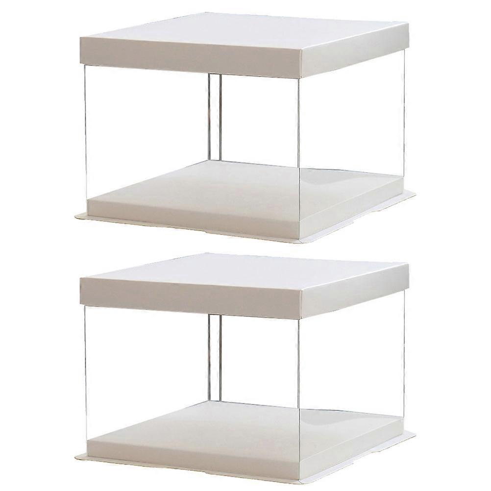 2 unidades de bolo de aniversário transparente de 8 polegadas Caixa de plástico para armazenamento de sobremesas (transparente)
