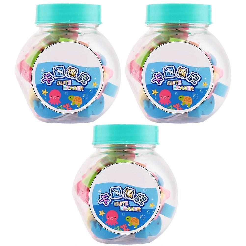 Kid Erasers Creative Stationery Eraser School Supplies Cartoon Shape Portable Safe to Use 3 Sets