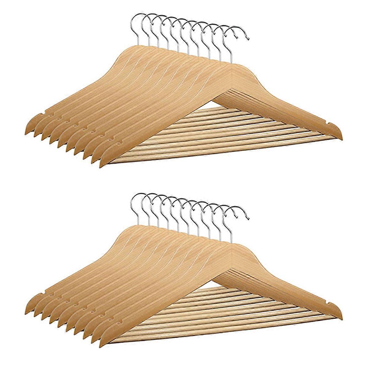 10 x Wooden Clothes Hangers 44.5 x 23cm Hangers 360 Degree Rotation