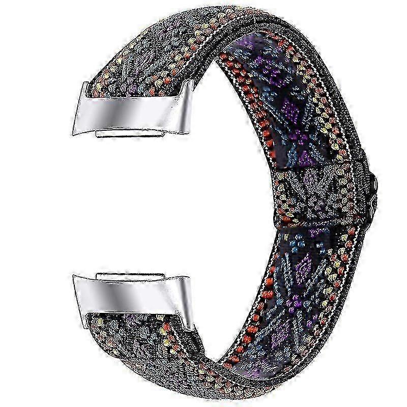 Elastic Nylon Band with Adjustable Buckle Braided Watch Strap for Fitbit Charge 6/5 - 14#