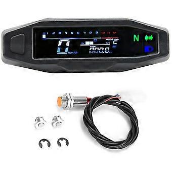 Motorcycle Speed Gauge Digital Speedometer Odometer Electric Injection Carburetor Instrument Flashing Light Indicator Motorcycle Accessories (Black, w