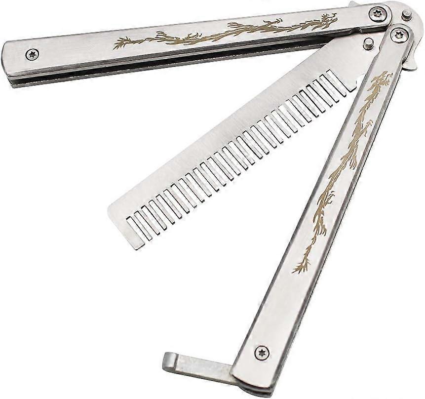 Motýľový hrebeň Skladací hrebeň z nehrdzavejúcej ocele Balisong Kovový hrebeň T