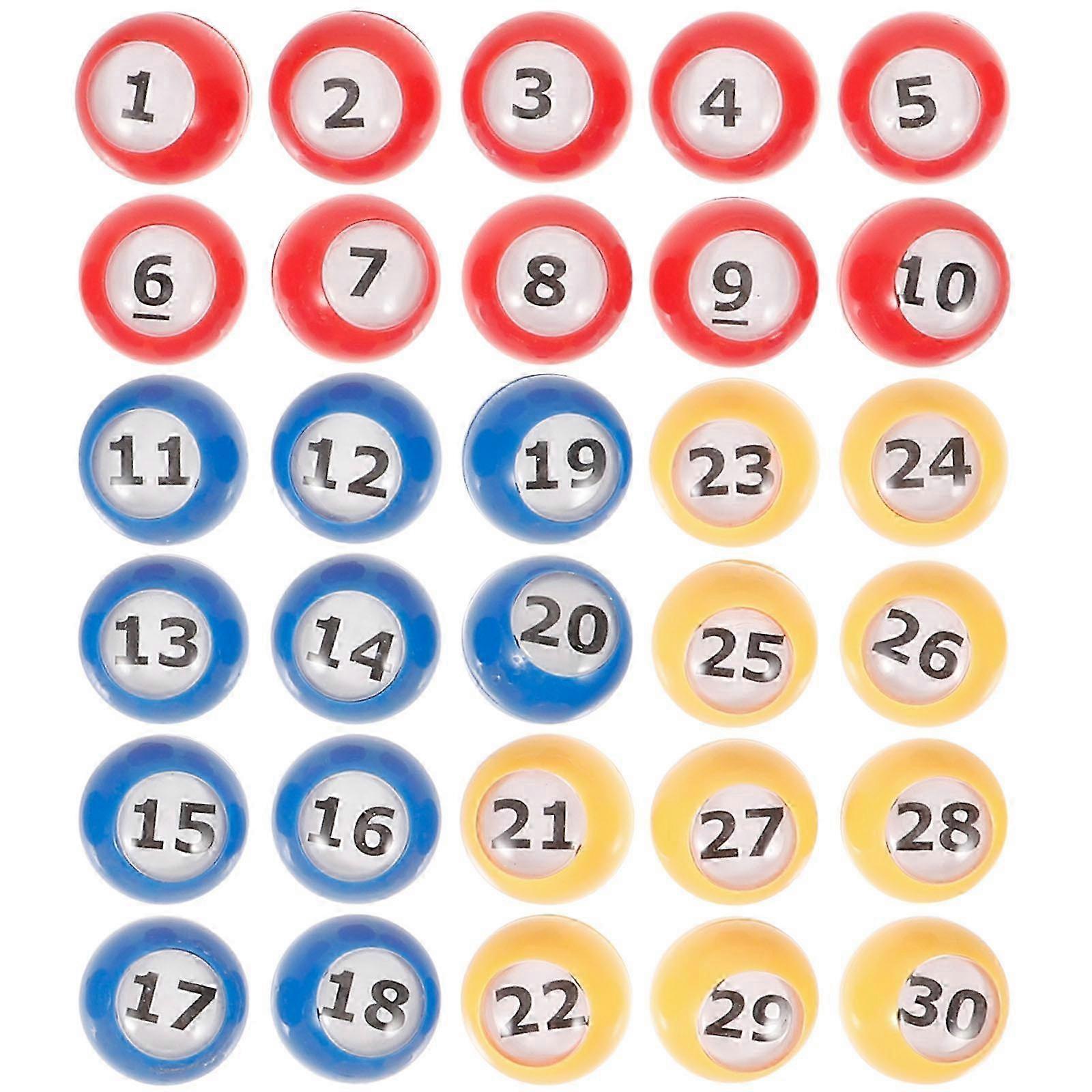 2025 30pcs Bingo Balls Numbered Lottery Balls Game Balls Props Plastic Replacement Number Balls