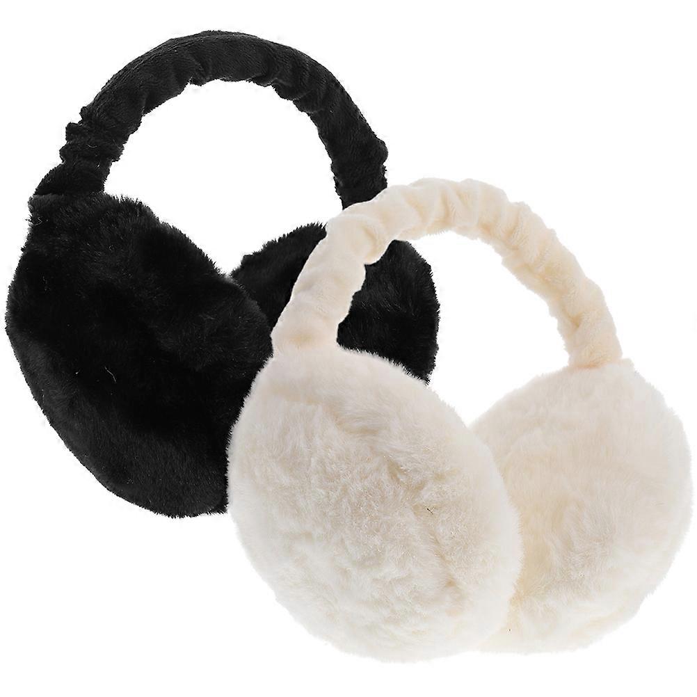 Furry Earmuff Soft Ear Muffs for Men Women School Snowball Fights 14x10cm Plush 2Set