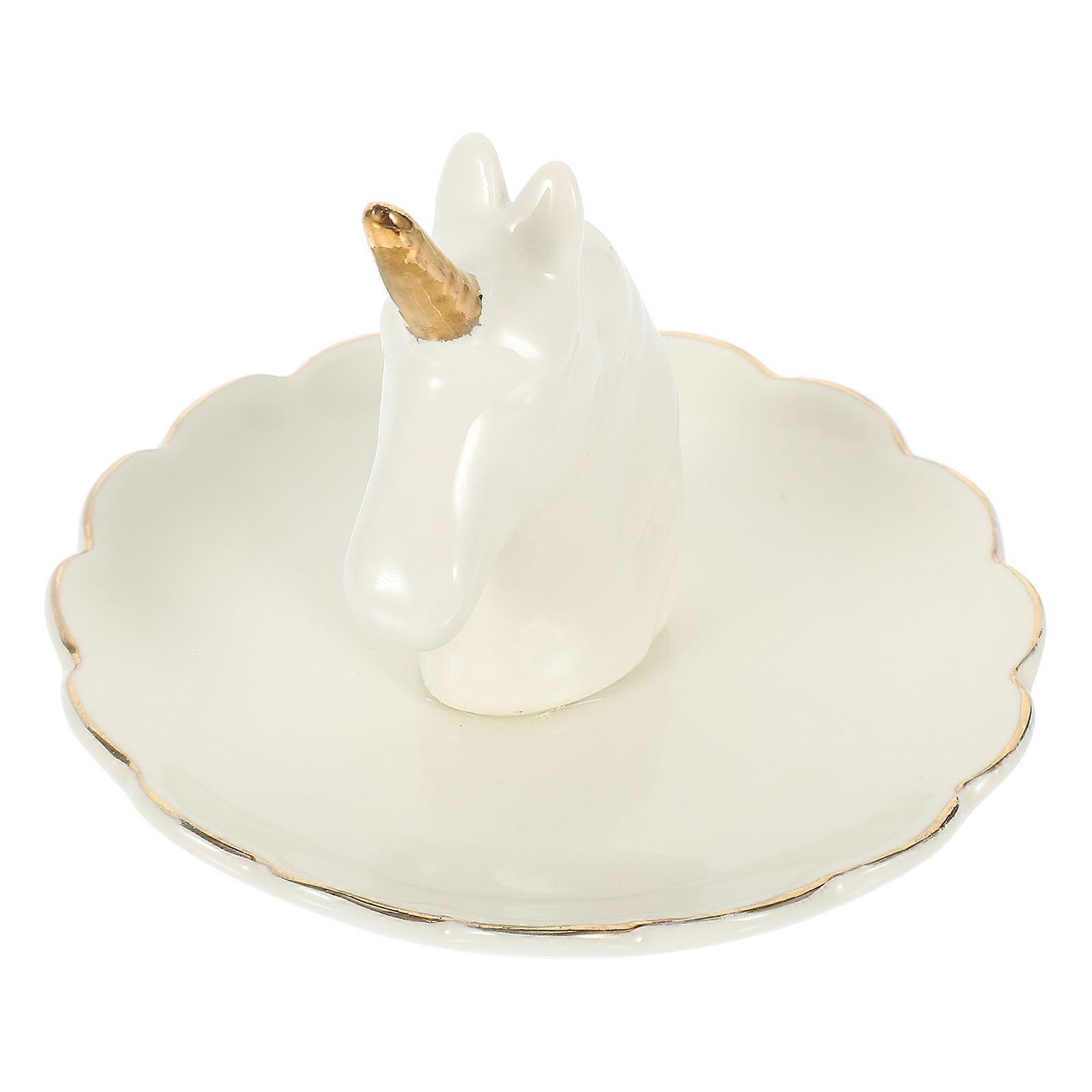 Elegant Ceramic Unicorn Jewelry Holder – Multi Function Ring Tray for Home & Store Organization – Stylish Accessory for Rings, Earrings & More Storage