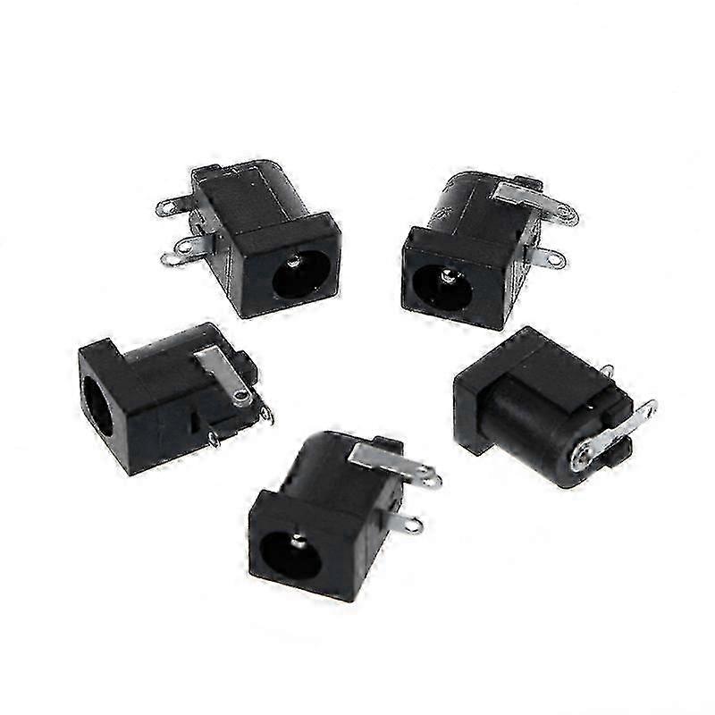 5 Pcs DC-005 Black DC Power Jack Socket Connector 5.5x2.1mm Barrel-Type PCB Mount