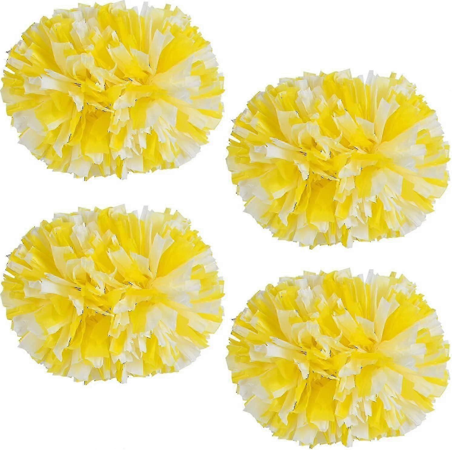 4pcs pom-pom pom pom pom, 2 paire jaune blanc pom-pom girl pompons