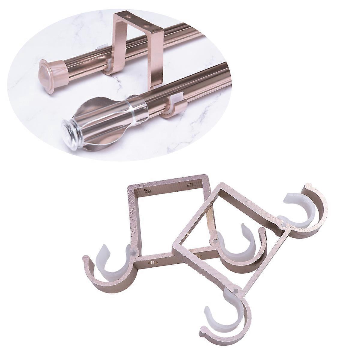 Bracket For Curtains Rod Double Hook Wall Mounting Rose Gold 2Pcs