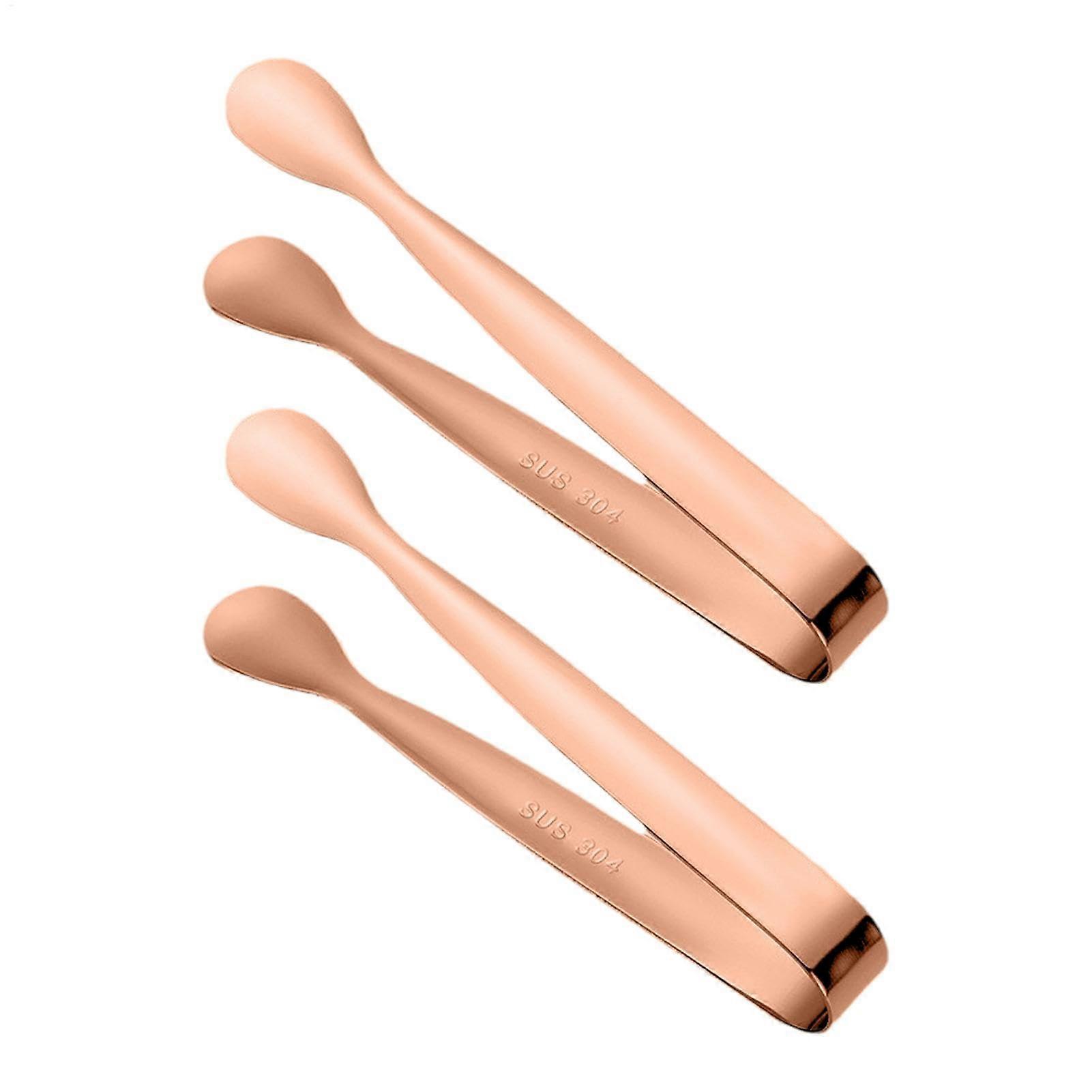 Sugar Tongs 4.3-Inch Rose Gold Set Of 2 Small Sugar Cube Tong With Sticks Clip For Appetizers Ice Grip Tools Tea Party