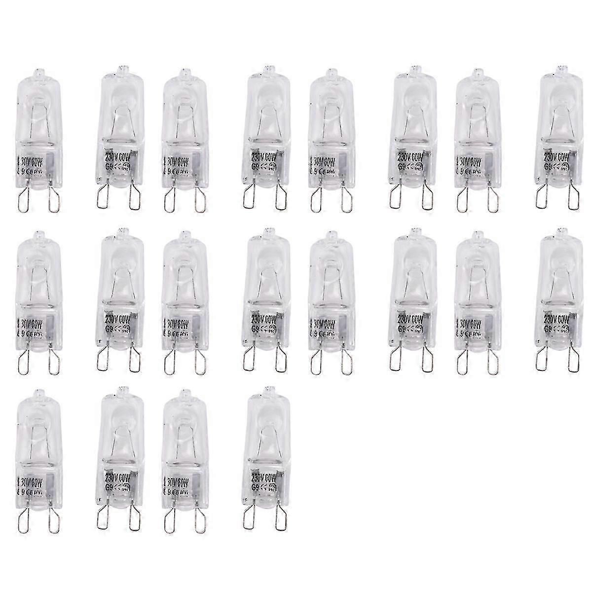 20stk G9 halogen pærer, 60w klare halogenlamper dæmpbar, 2800k
