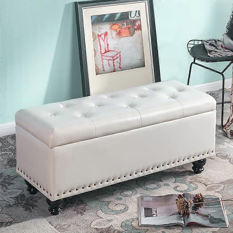 Large storage space, footstool, bedend bench with padded seat and window, hallway, footrest, storage chest, faux leather ottoman Ref: 1262