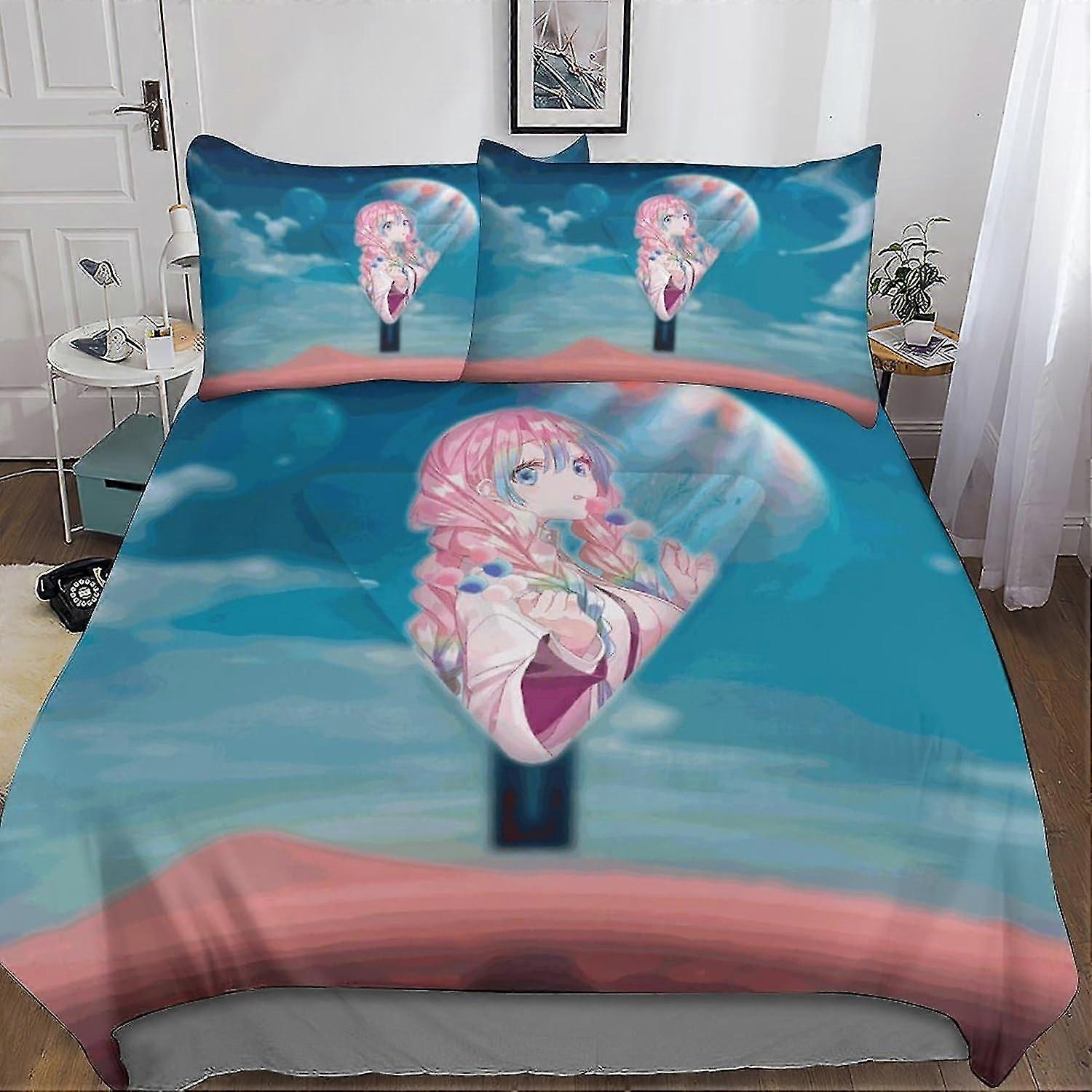 Anime-Inspired 3D Print Bedding Sets with Pillow Cases, Soft Microfiber 3 Pieces Duvet Cover Set with Zipper