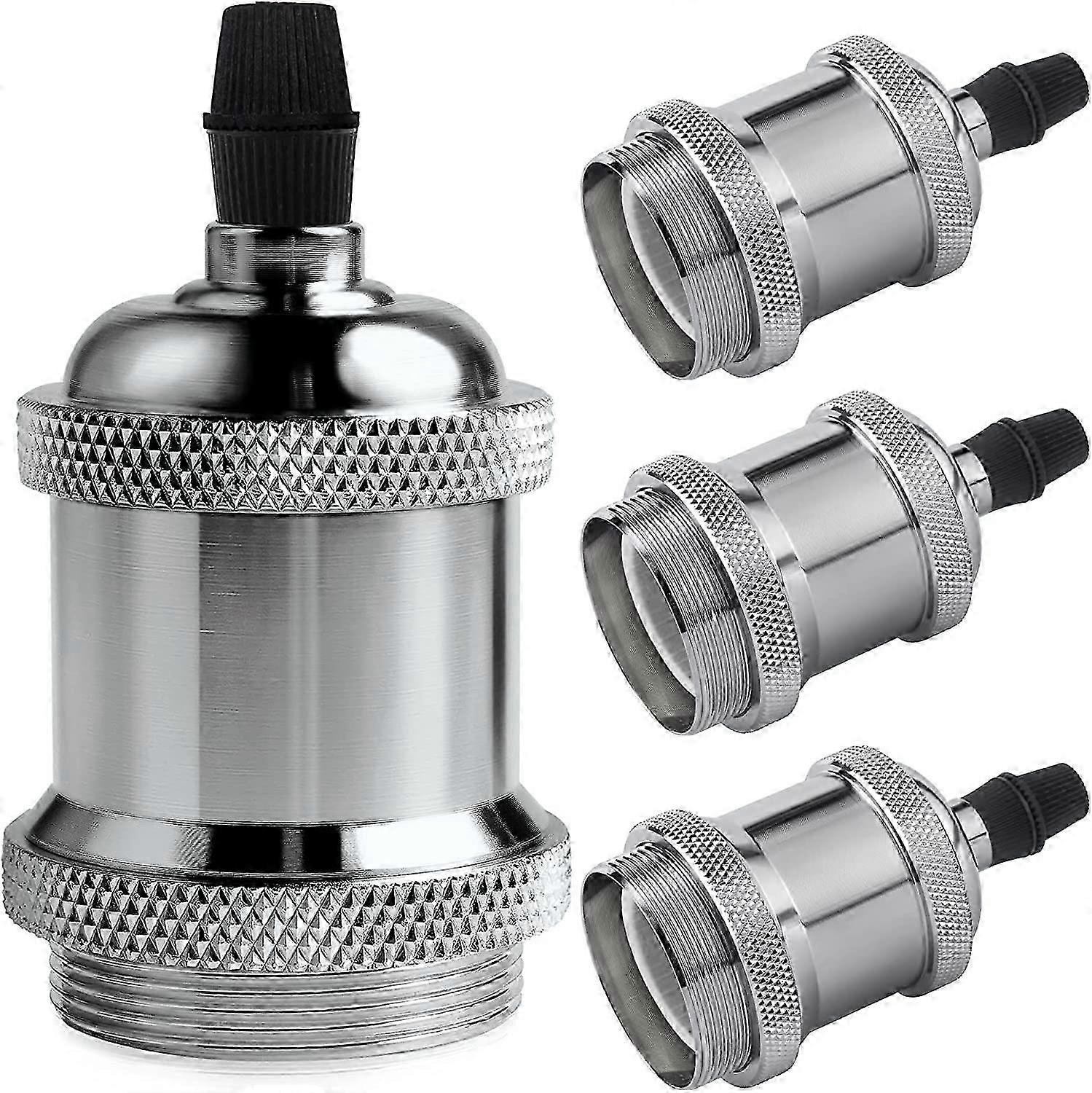 Vintage E27 lamp socket, Edison retro pendant lamp, Solid ceramic adapter, 4 Pieces chrome color socket SZRH