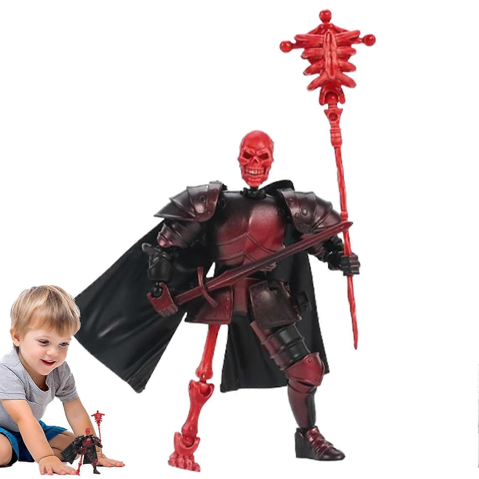 Skeleton Figure Toy Multi-Articulated Skull Action Figure Gold Color Desk Decor