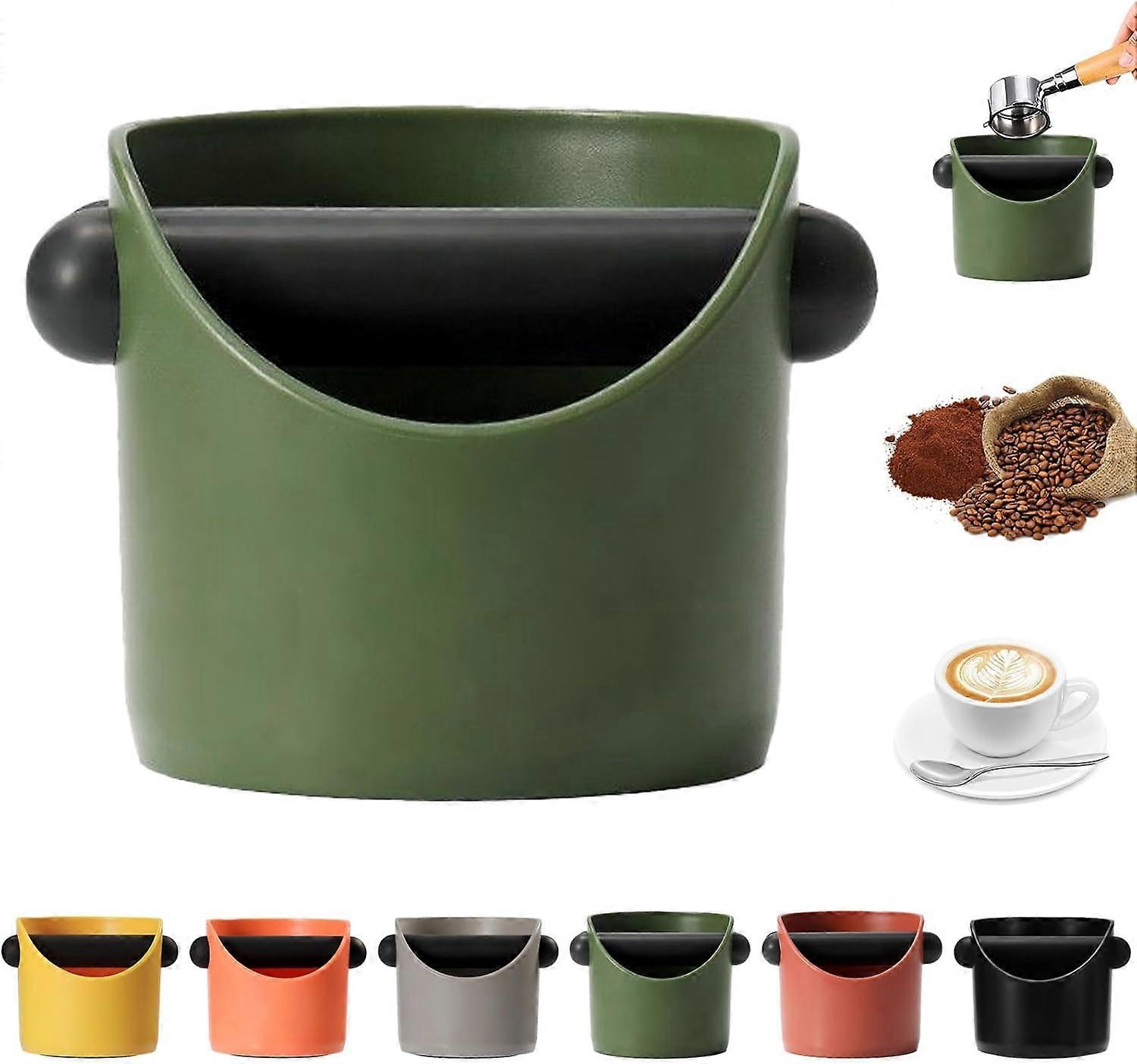 Small Coffee Tapping Box with Shock Absorbing Removable Tapping Rod Non-Slip Base (Green)