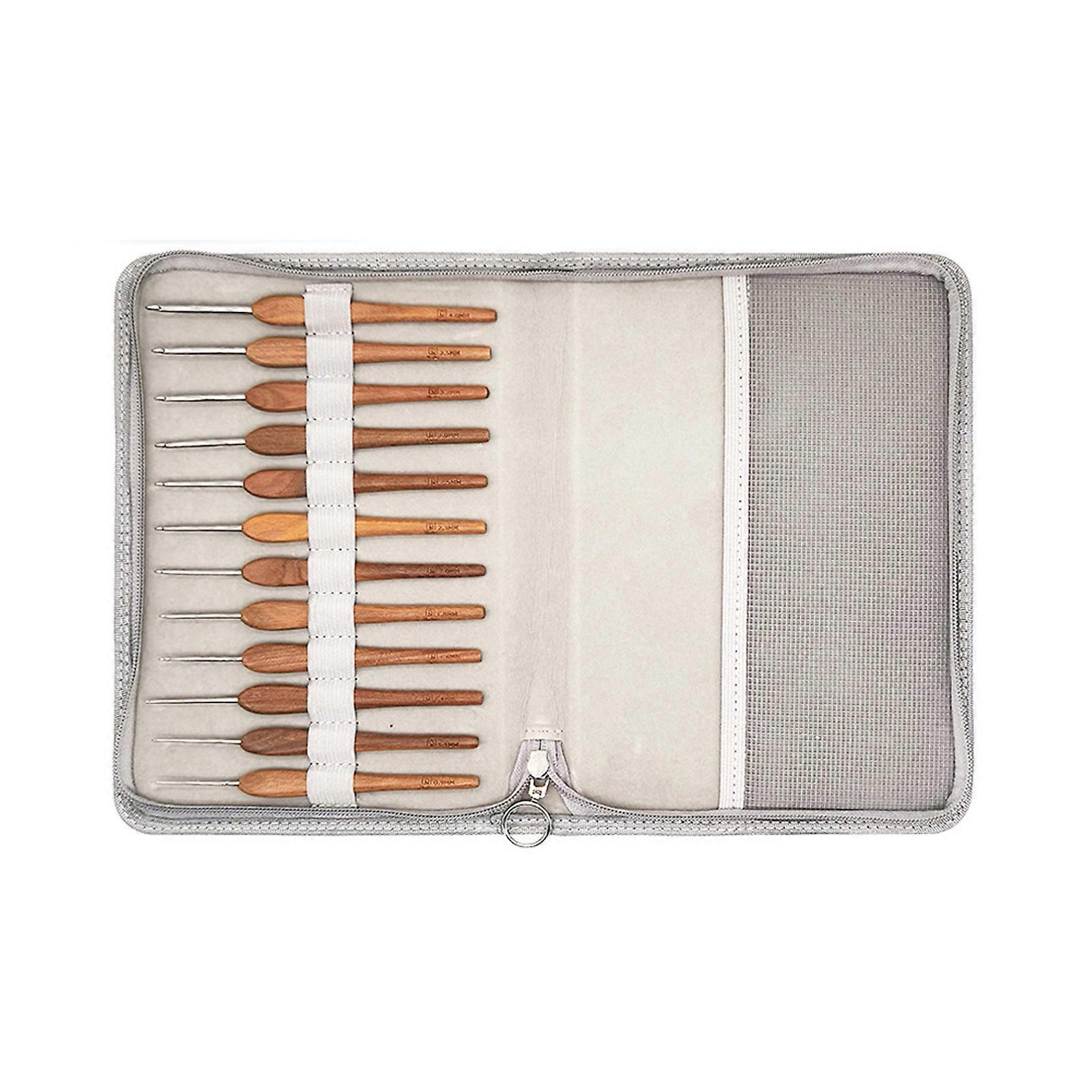 12Pieces Wood Handle Crochet Hook Knitting Crochet Hook Ergonomic Handle Crochet Hook Needle for Crocheting 0.9mm-4.0mm