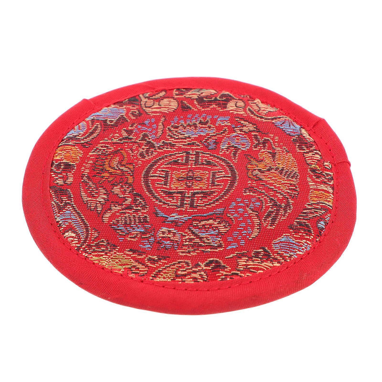Unique Handmade Singing Bowl Cushion Cloth Pad for Meditation and Yoga, Durable Red Design