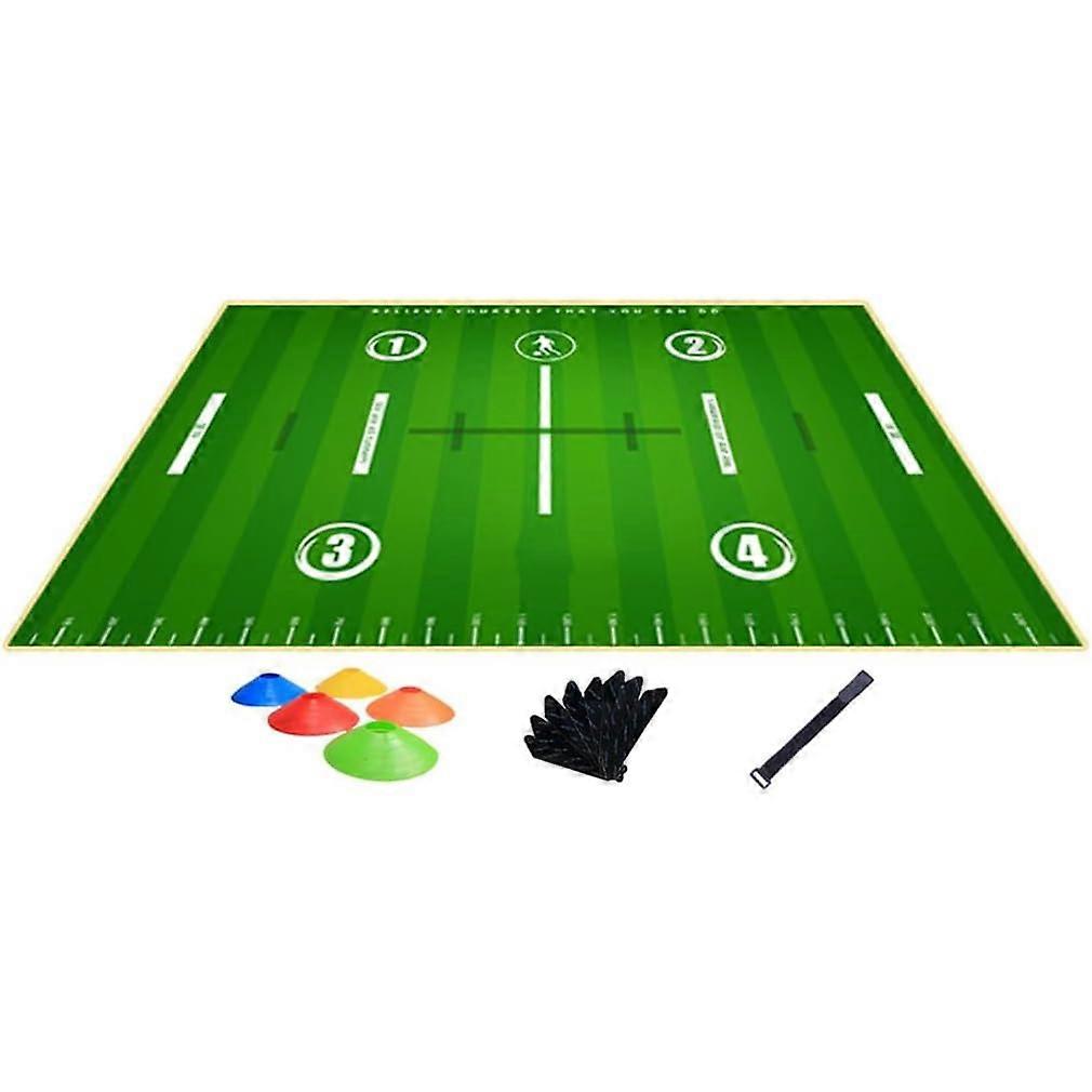 Football footstep training mat, regular training blanket with 5 disc cones, dribbling, quiet, sports support stands
