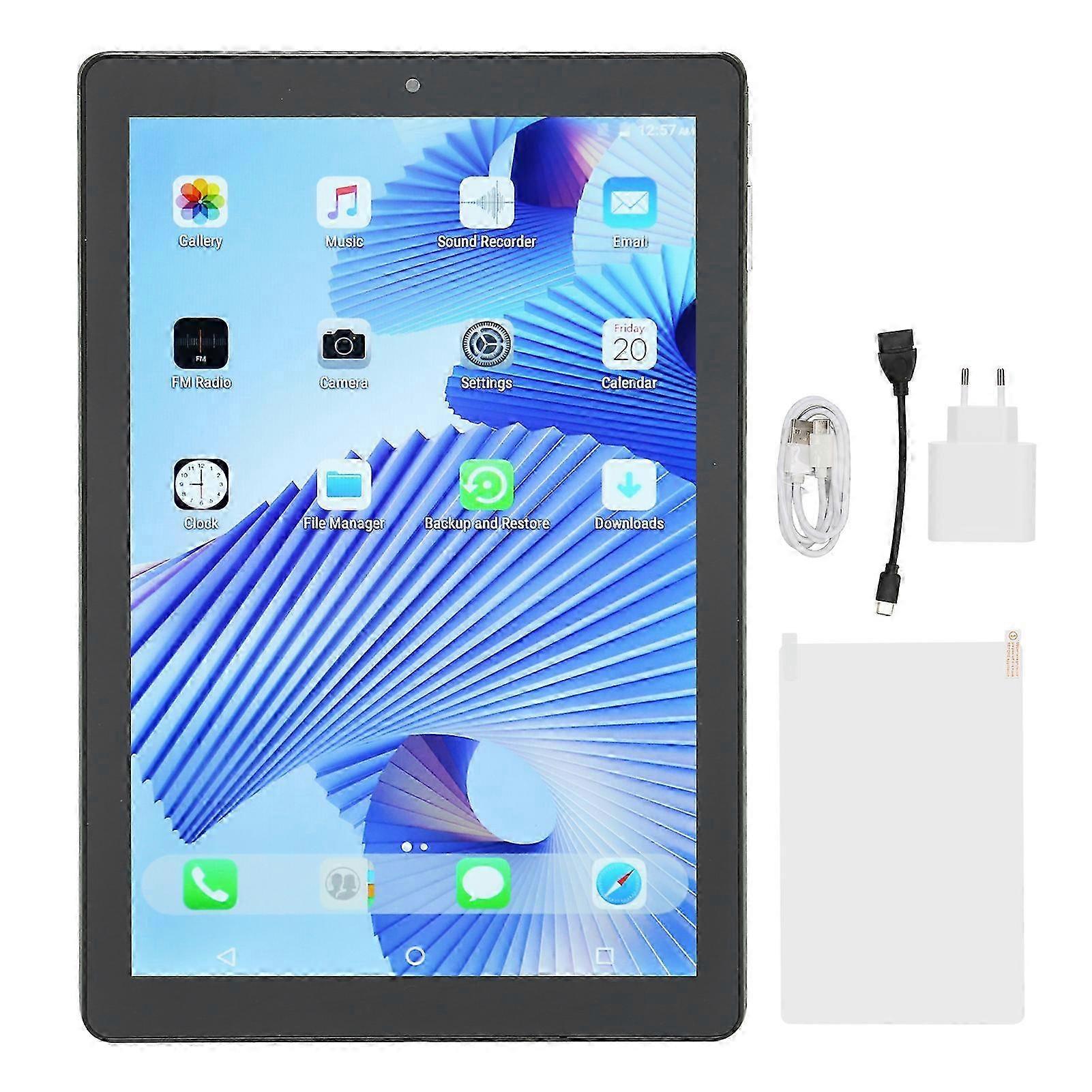 10.1 Inch Tablet Hd Display 4gb Ram 64gb Rom Octa Core Cpu 3 Card Slot Dual Camera 5g Wifi 5000mah Green Tablet 100?240v Eu Plug