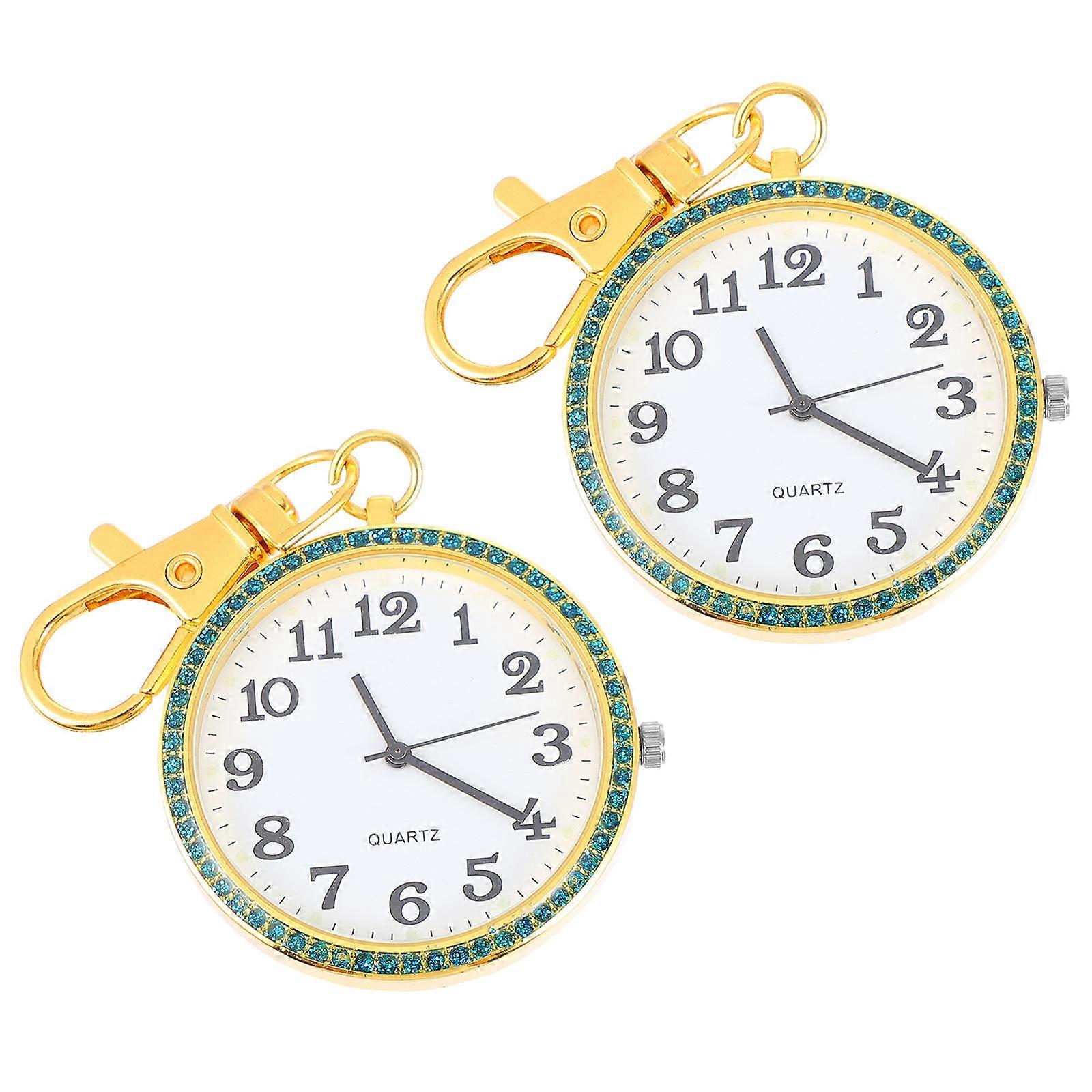 Nurse Pocket Watch Key Chain Metal Watch Keychain Simple Design 2Pcs