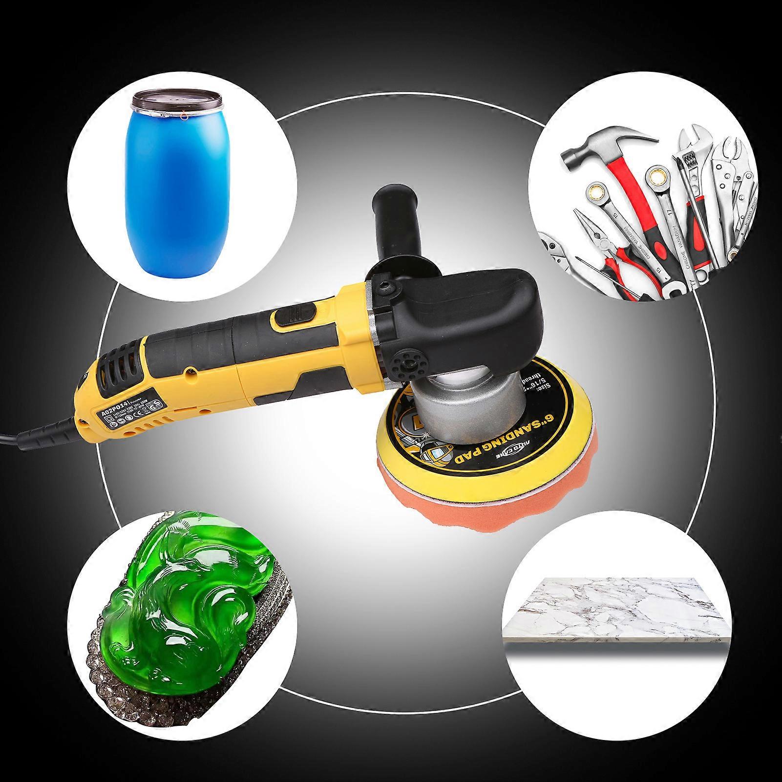 6-inch Variable Speed Car Polisher Handheld Powered Waxer 5600RPM Electric Vibration Polishing Machine 6 Speeds for Furniture Automobile Ceramic Jade