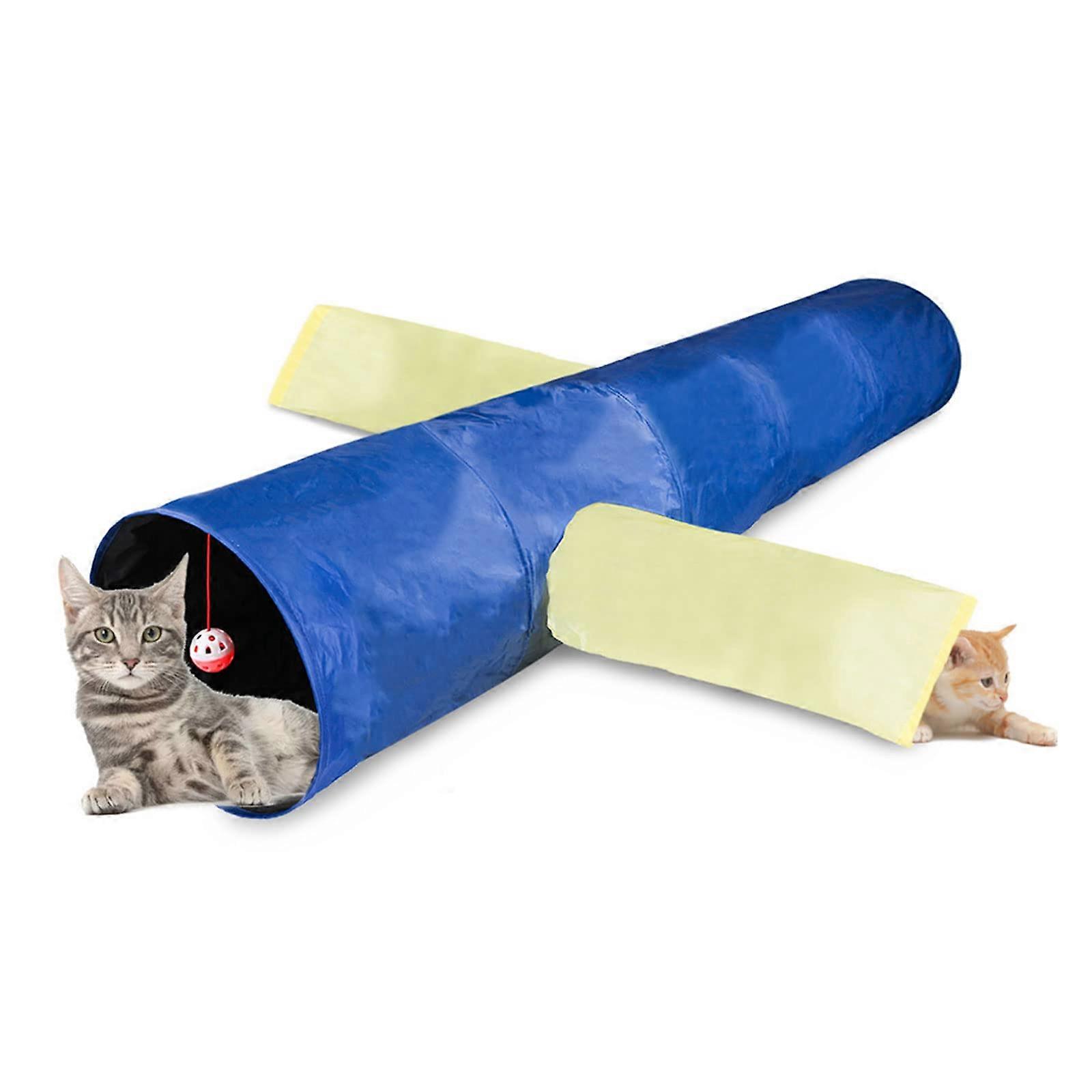 Toy Tunnel Tube 3Way Cat Tunnel, Interactive Maze Play Tent for Small Animals, Indoor Cats, Large Crinkle Long Tent