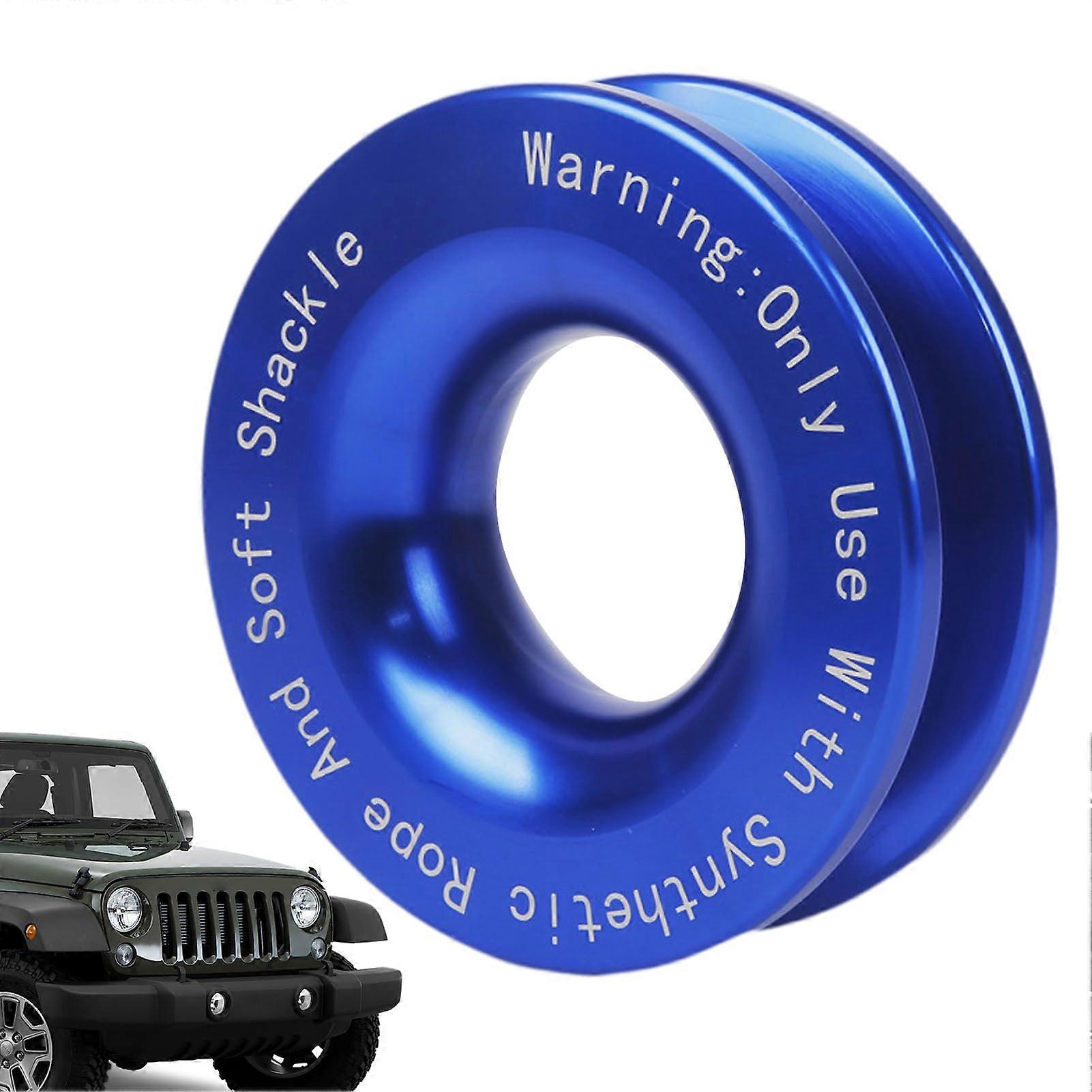 Tow Ring for Winch, Blue Aluminium Pulley and Tear-Off Block for Towing, Compatible with Standard Winches