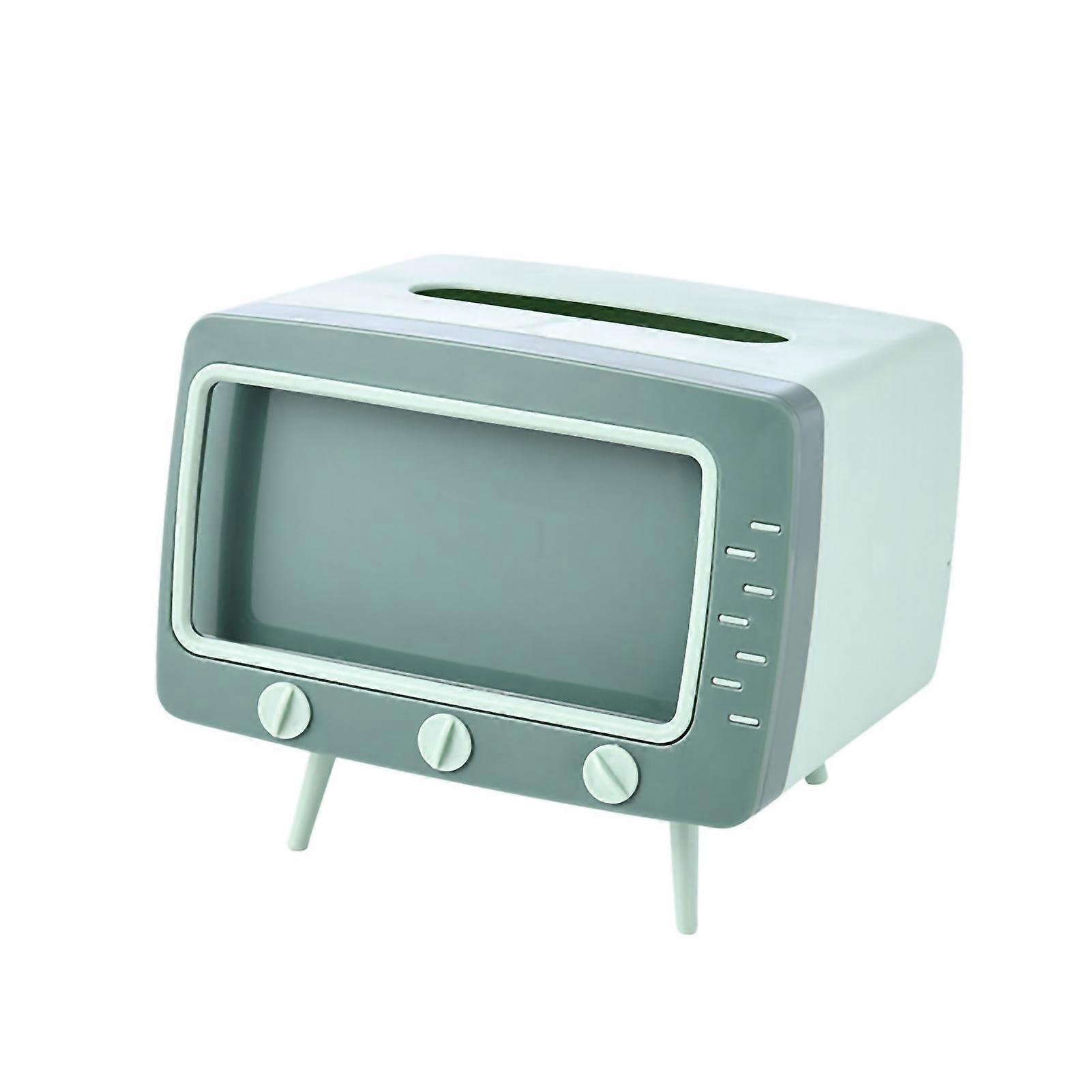 Tissue Holder TV Shaped Tissue Storage Box with Phone Mount Home Multifunctional Shelf