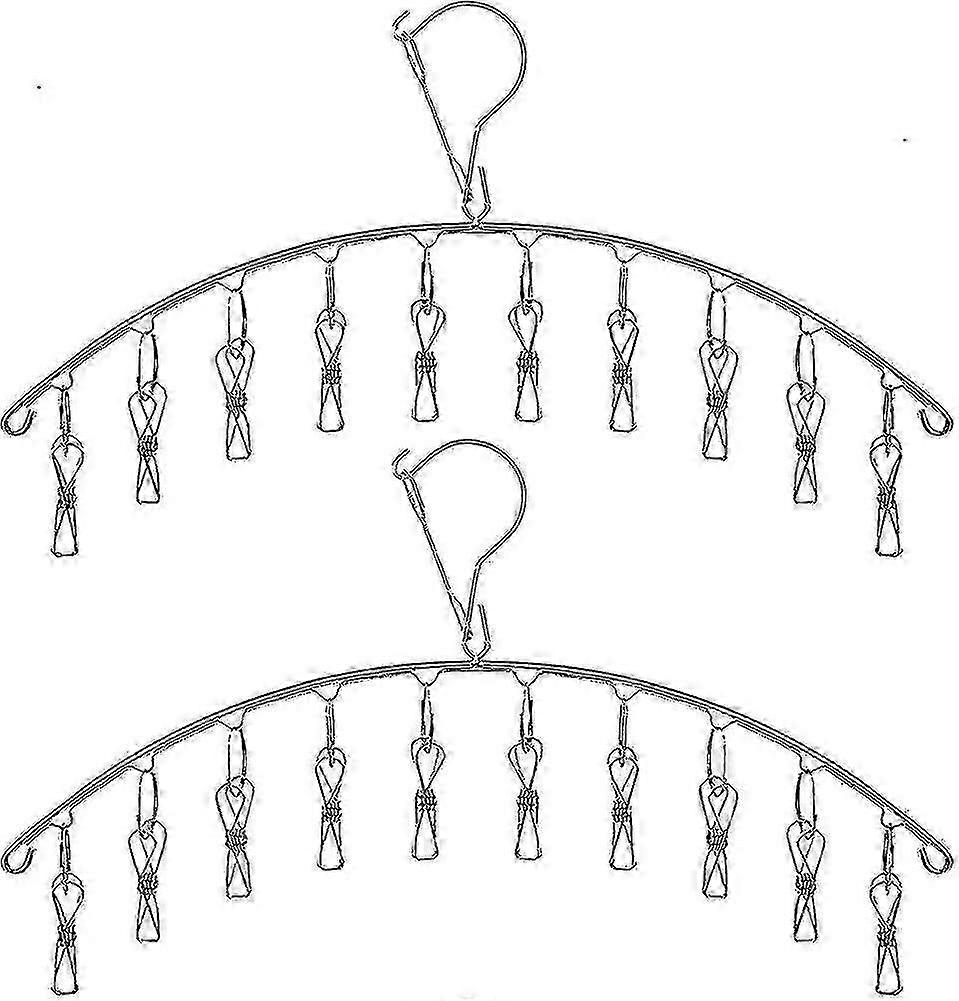 4 Pack Stainless Steel Laundry Drying Rack Clothes Hanger with 10 Clips