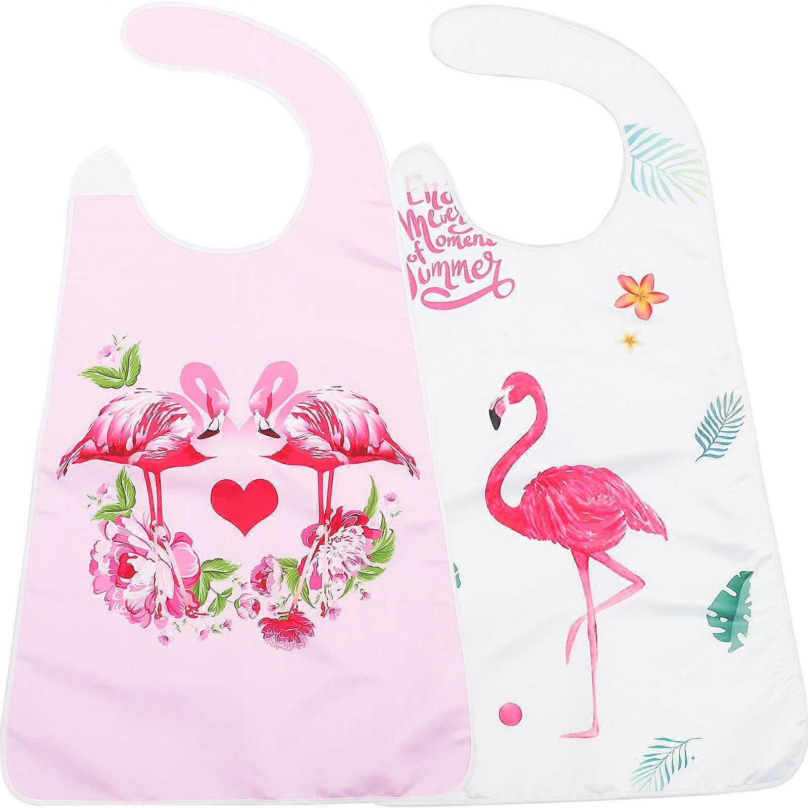 2 قطعة من البوليستر المرايل للبالغين لكبار السن ، اللعاب الأنيق والعملي لتناول الطعام - حجم عالمي للبالغين والطلاب والمرضى طريحي الفراش