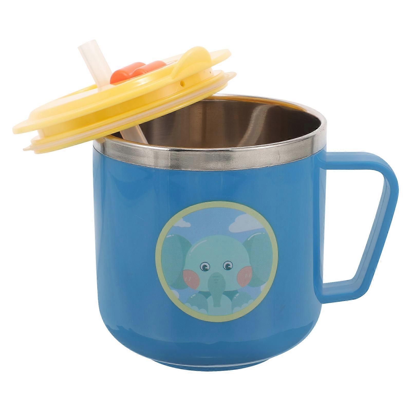 Tumbler With Handle For Kids Double-Layer Cartoon Elephant Mug Non-Toxic For Children 9.00X8.00X8.00CM Easy To Clean 1Set
