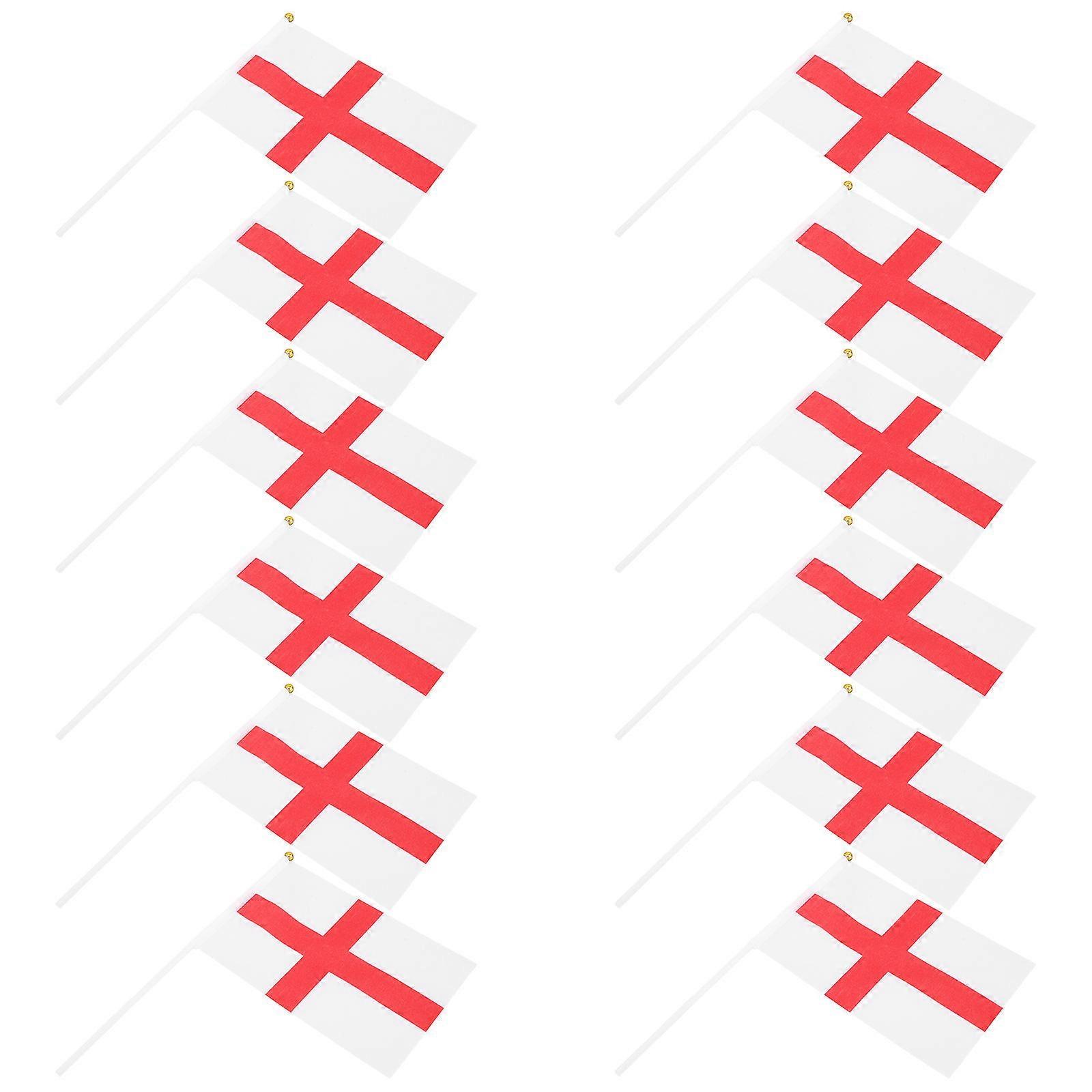 12pcs England Handheld Flags, Lightweight Mini Stick Flags for Soccer Games, Parties, Celebrations, National Day Accessories