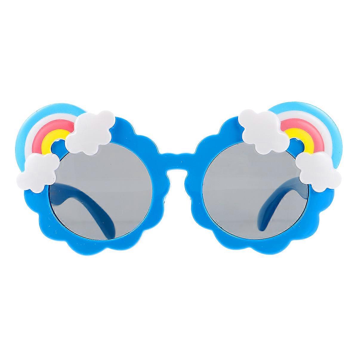 Sunglasses Set Round Frame Cartoon Style Sun Protection Blue Color For Boys Girls Camping 1Pack