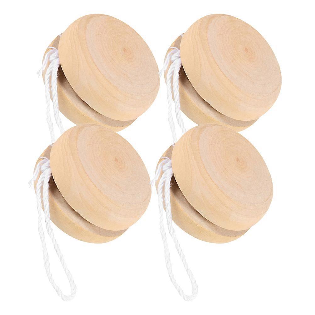 4pcs Unfinished Wooden Yo Yo Balls for DIY Graffiti Painting – Unpainted Craft Balls for Creative Drawing & Safe Crafting Fun for Adults