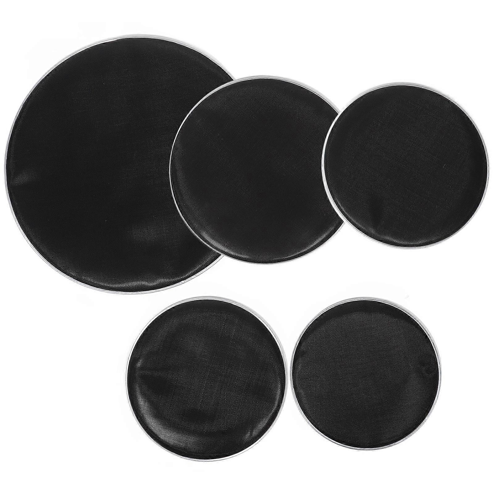 Noise Reduction Drum Pad 5Pcs Electronic Drum Pad Instrument Accessory For Practice Sessions And Noise-sensitive Environments Black Nylon