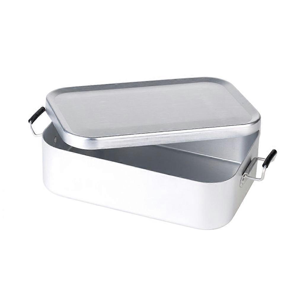 Aluminum Alloy Food Container with Double Ear Buckles for Outdoor Picnic Safe and NonToxic Silver Color