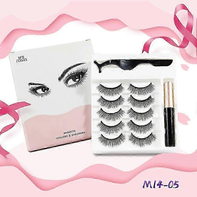 CX Eyelashes with Magnetic Eyeliner Kit10 Pairs Upgraded 3D Magnetic Eyelashes Kit Tweezers & 2 Tubes of Magnetic Eyeliner Reusable No Glue M01-5