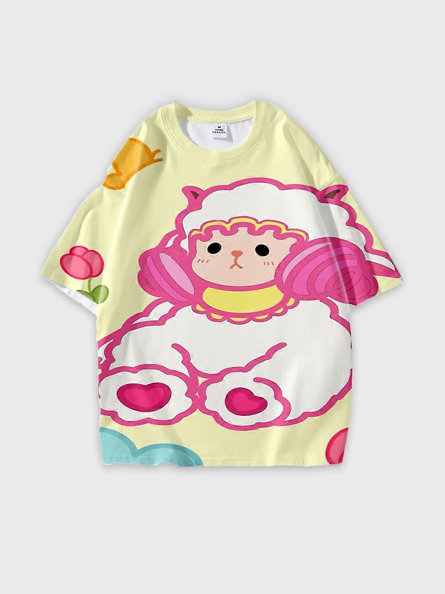 T-shirt round neck Pattern loose short sleeve B1210