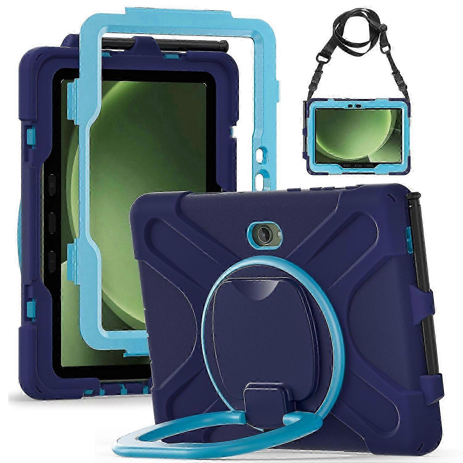 For Samsung Galaxy Tab Active5 Pro Case with Shoulder Strap TPU + PC + Silicone Kickstand Tablet Cov