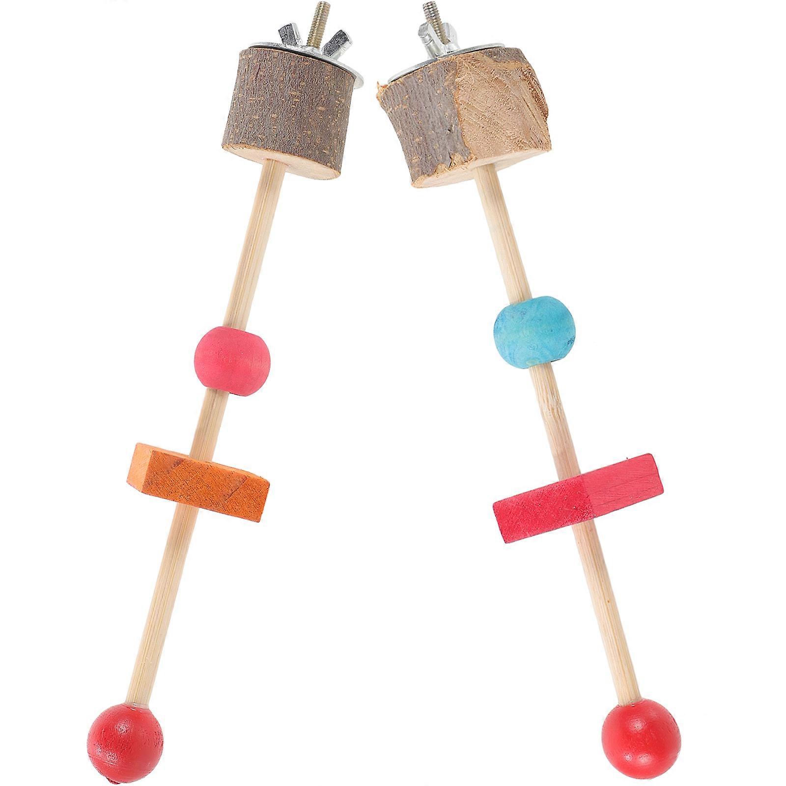 Wooden Bird Perch for Parakeets and Parrots Easy to Install for Pet Use 2pcs