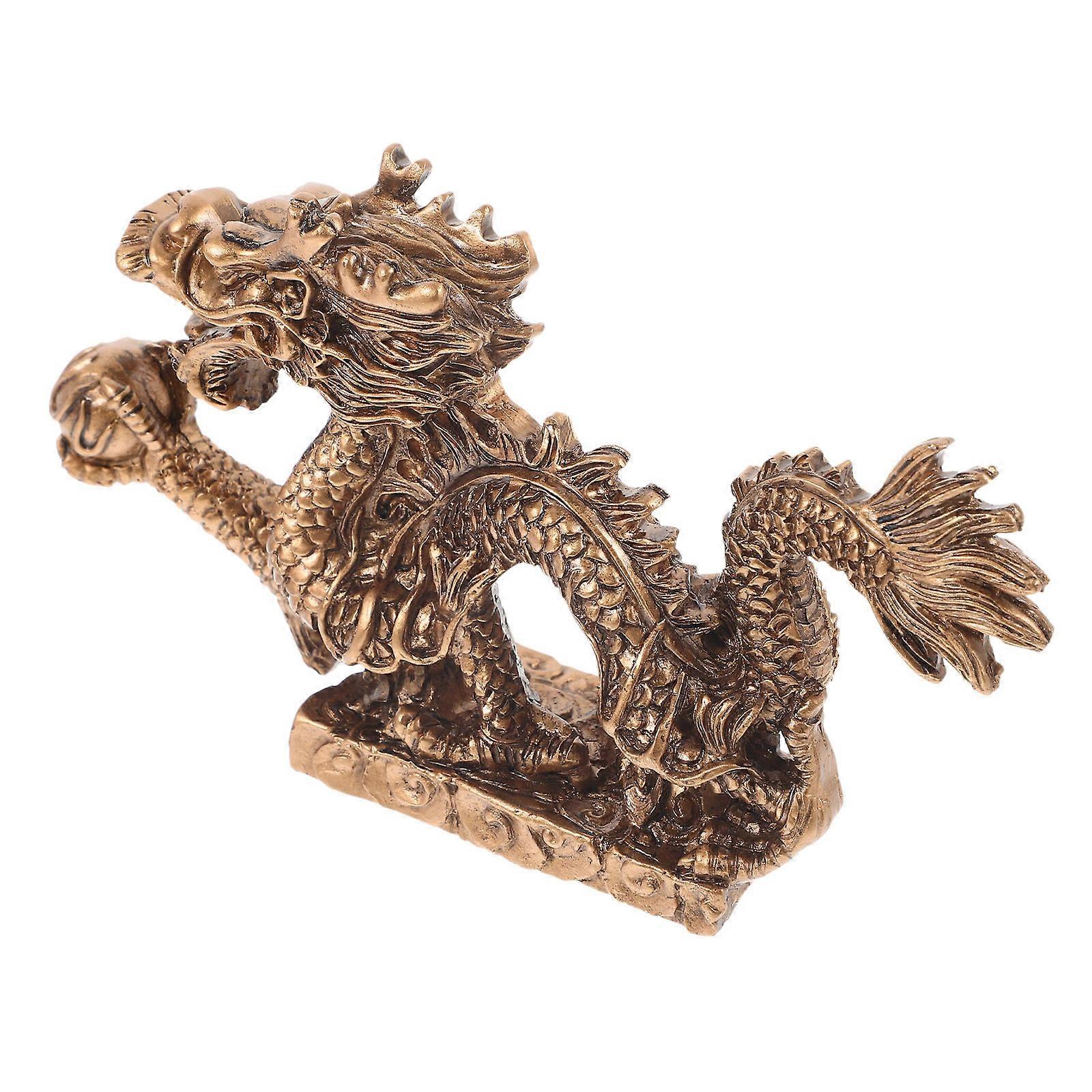 Vintage Resin Dragon Statue Decorative Figurine for Desktop Home Ornament Symbolizing Prosperity and Wealth
