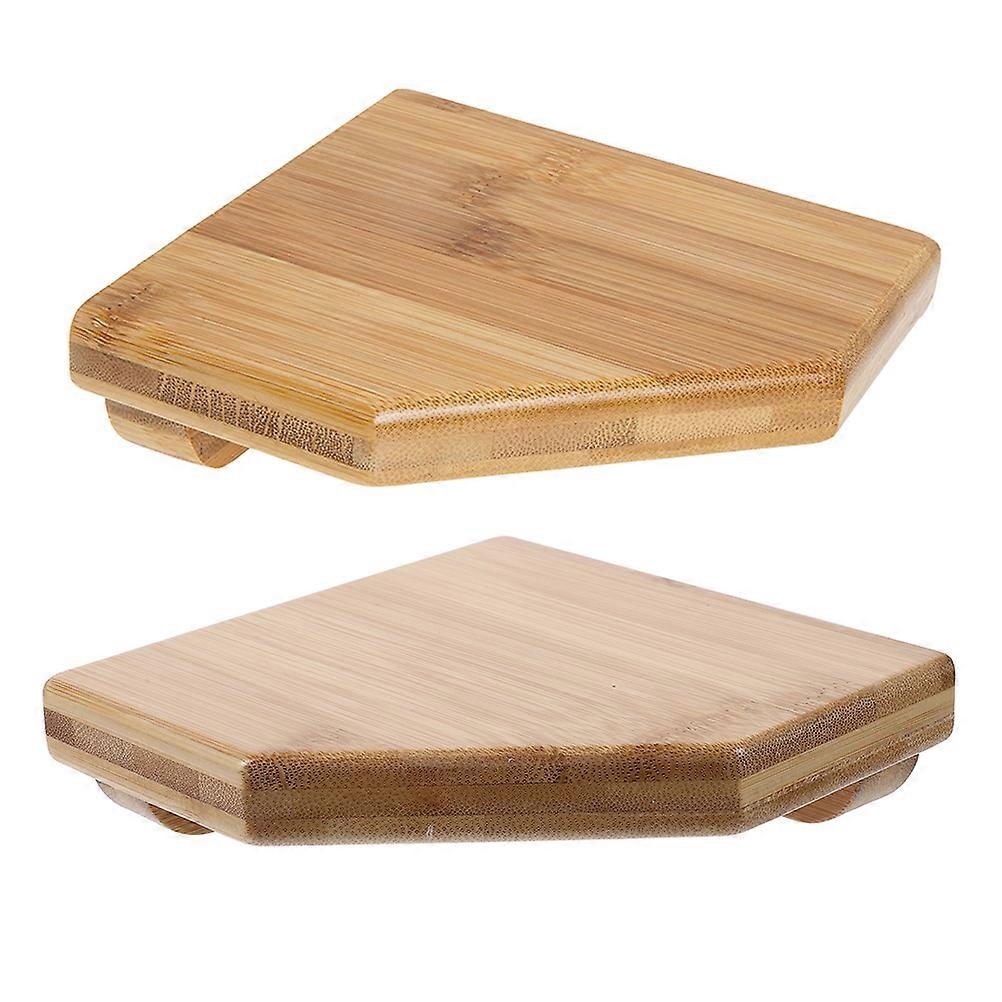 Bamboo Wall Mounted Organizer with Space Saving Design for Bathroom Storage Khaki Color 2pcs