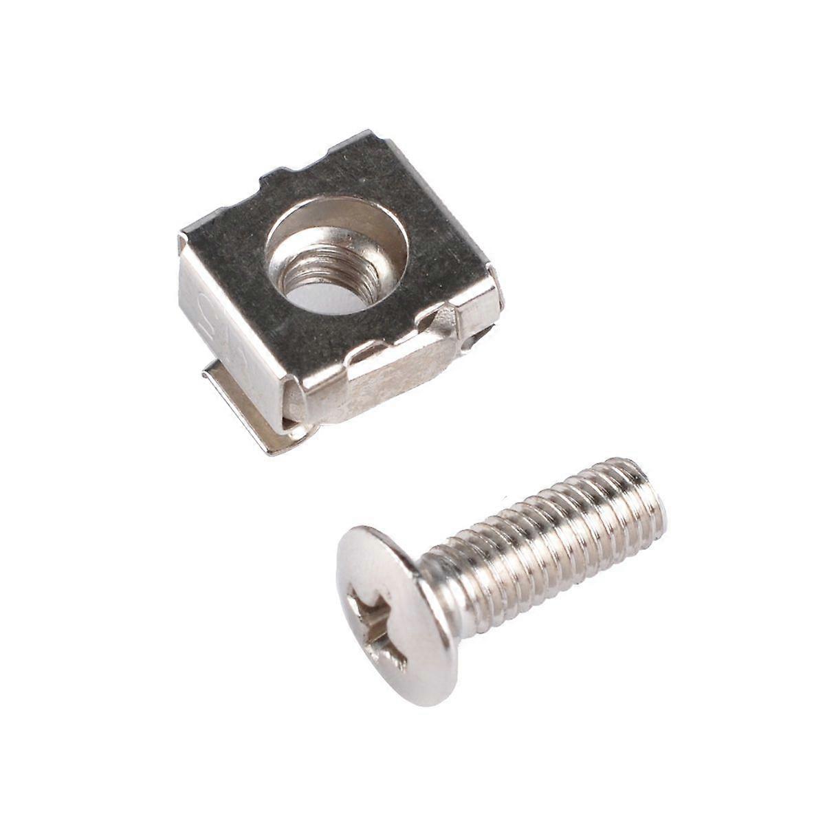 A1826 20pcs M5 Square Hole Cage Nuts and M5 X 20mm Mounting Screws Washers for Server Rack and Cabinet Silver