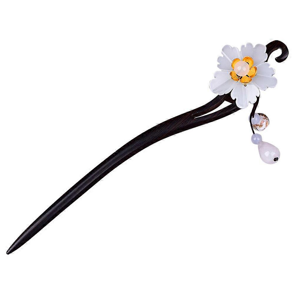 White Plastic Retro Hairpin for Decoration Simple and Durable with Traditional Chinese Style 1Pc