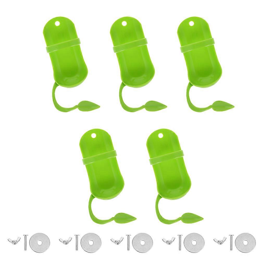Green Plastic Parrot Food Container for Pet Use Easy to Clean and Store 5 Sets