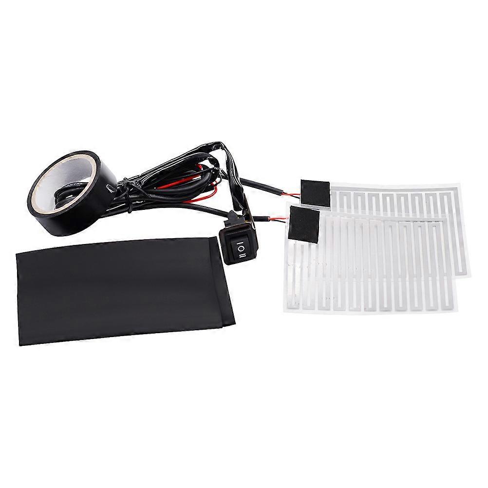Motorbike Heating Handlebar Pad with Fast PET Metal Film and 3Speed Adjustable Switch for DC 12V Motorcycles Black