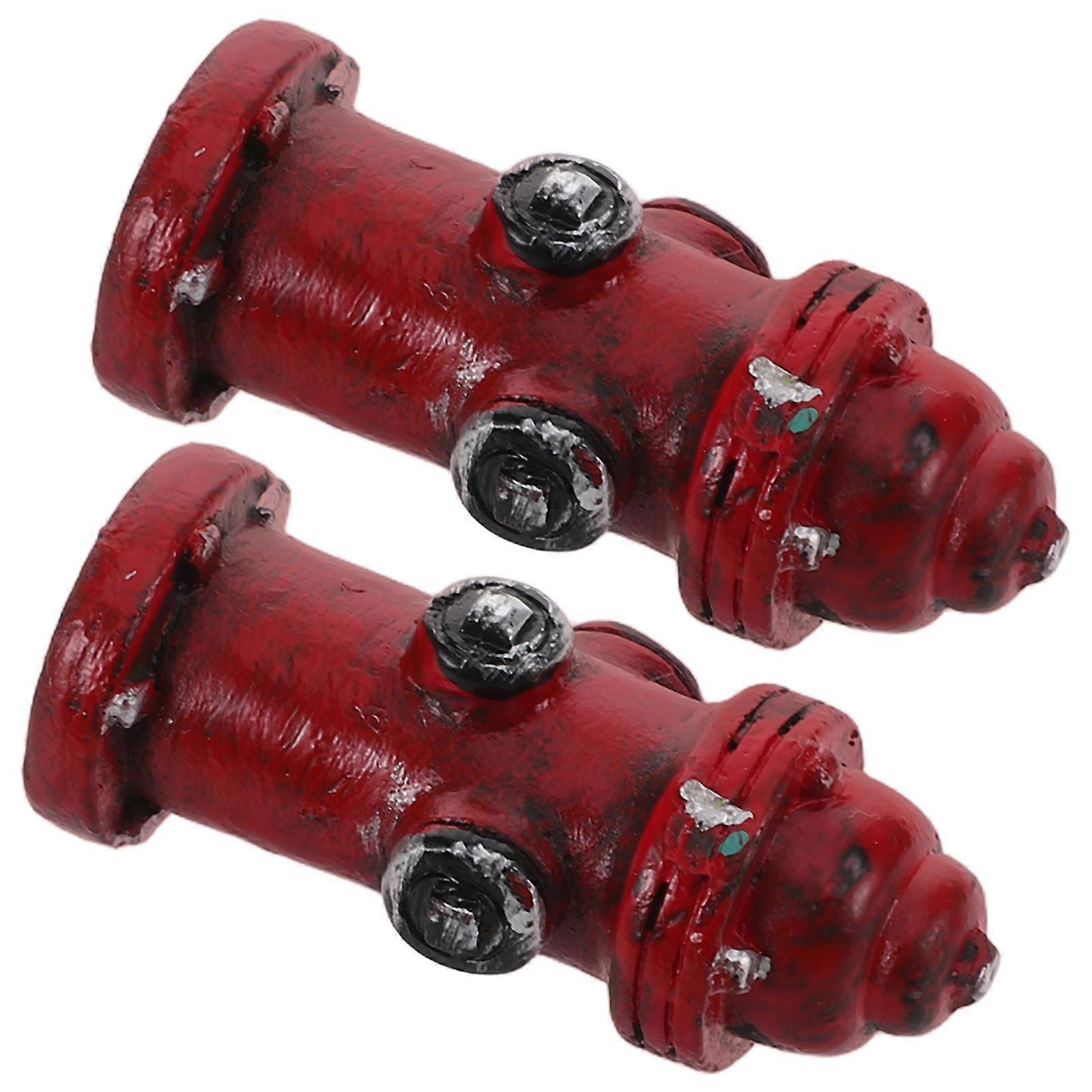 Mini Resin Fire Hydrant Decoration for Home Desk and Cake 2 Pieces