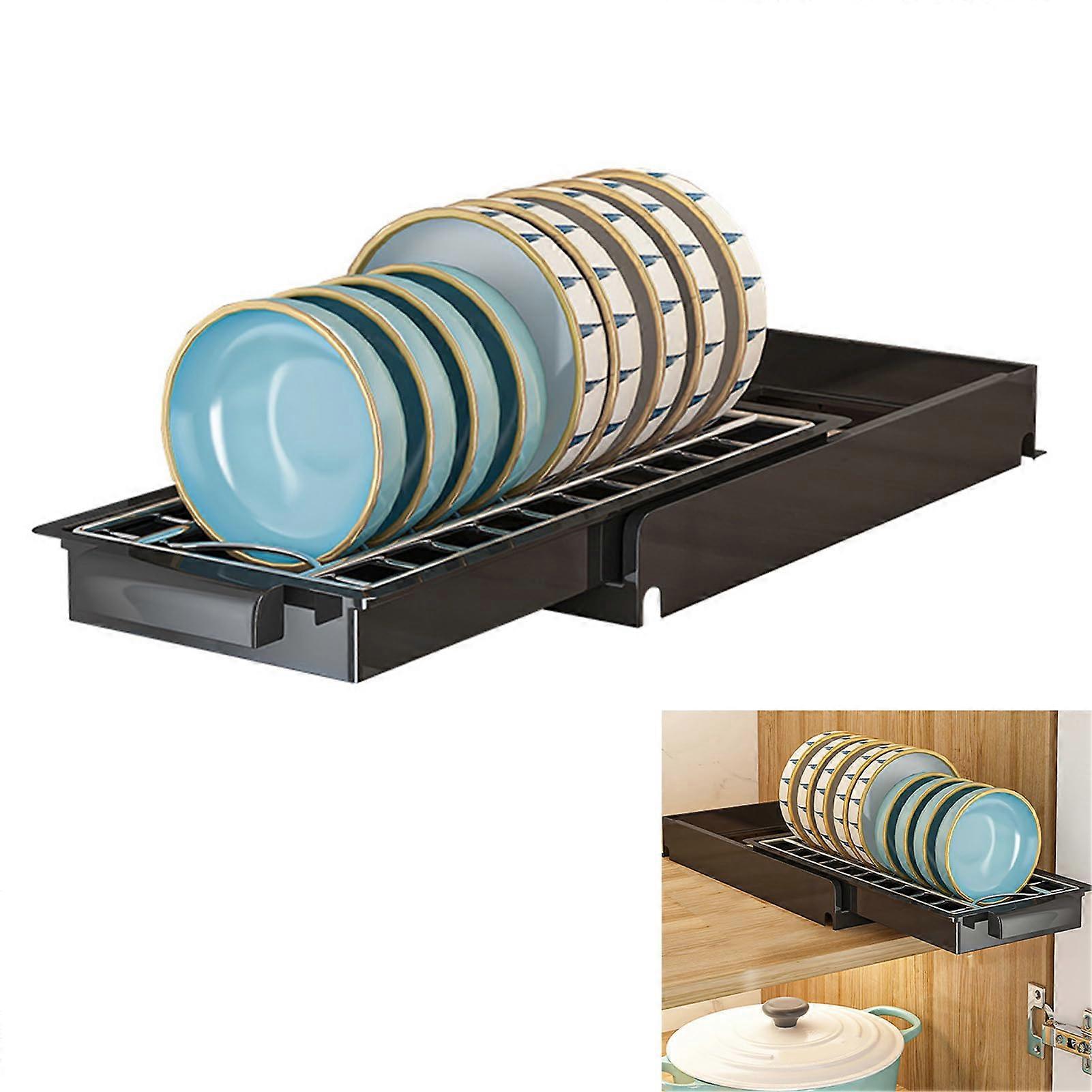 Single-Tier Stainless Steel Dish Rack, Large Extendable Kitchen Drying Rack, Black, Multi-Purpose