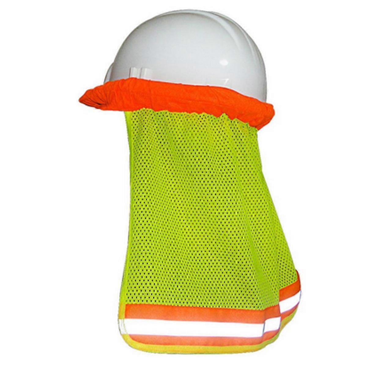 Mesh Cloth Cover with Reflective Stripes for Sun Protection and Neck Shield Orange Fits Most Hard Hats