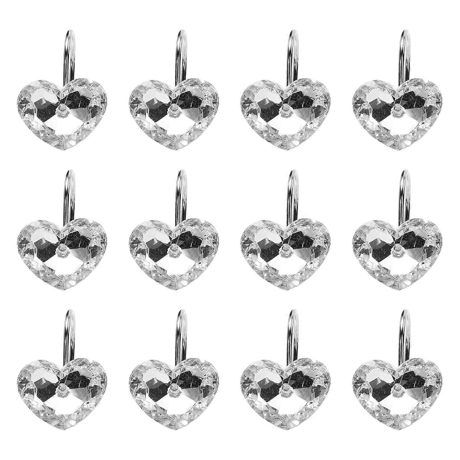 12Pcs Heart Shaped Shower Curtain Hooks With Chic Style For Easy Hanging In Bathrooms And Bedrooms